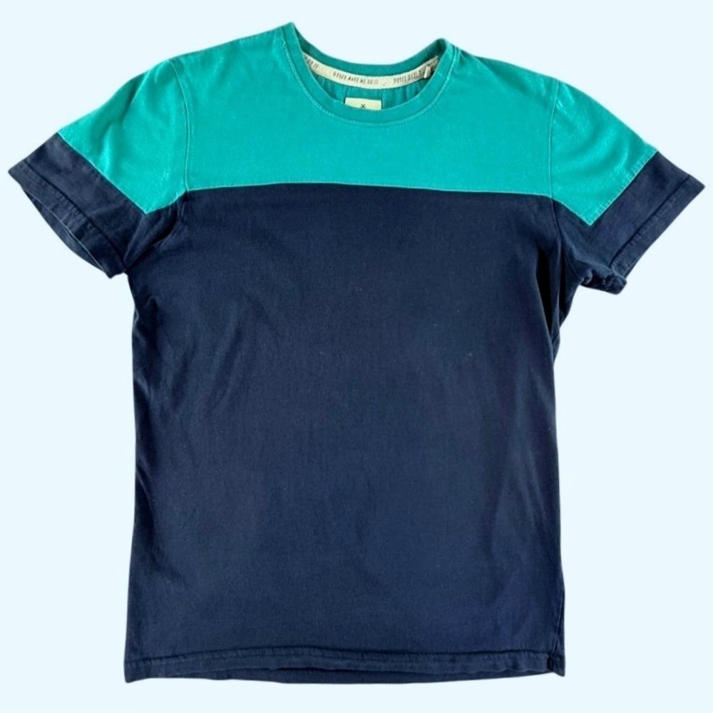 WROGN Mens Slim Fit Colorblock T-Shirt Navy Blue Teal 100% Cotton WKTS0627 S